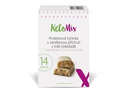 KetoMix Proteínové tyčinky s vanilkovou príchuťou v bielej čokoláde 14 x 40 g