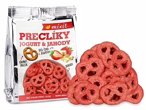 Mixit Preclíky do vrecka, jogurtová čokoláda s jahodami 70 g Mixit Preclíky do vrecka, jogurtová čokoláda s jahodami 70 g