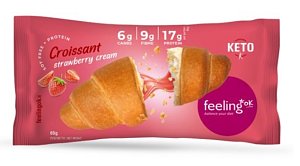 Feeling OK Proteinový croissant s jahodovou náplní 65 g Feeling OK Proteinový croissant s jahodovou náplní 65 g